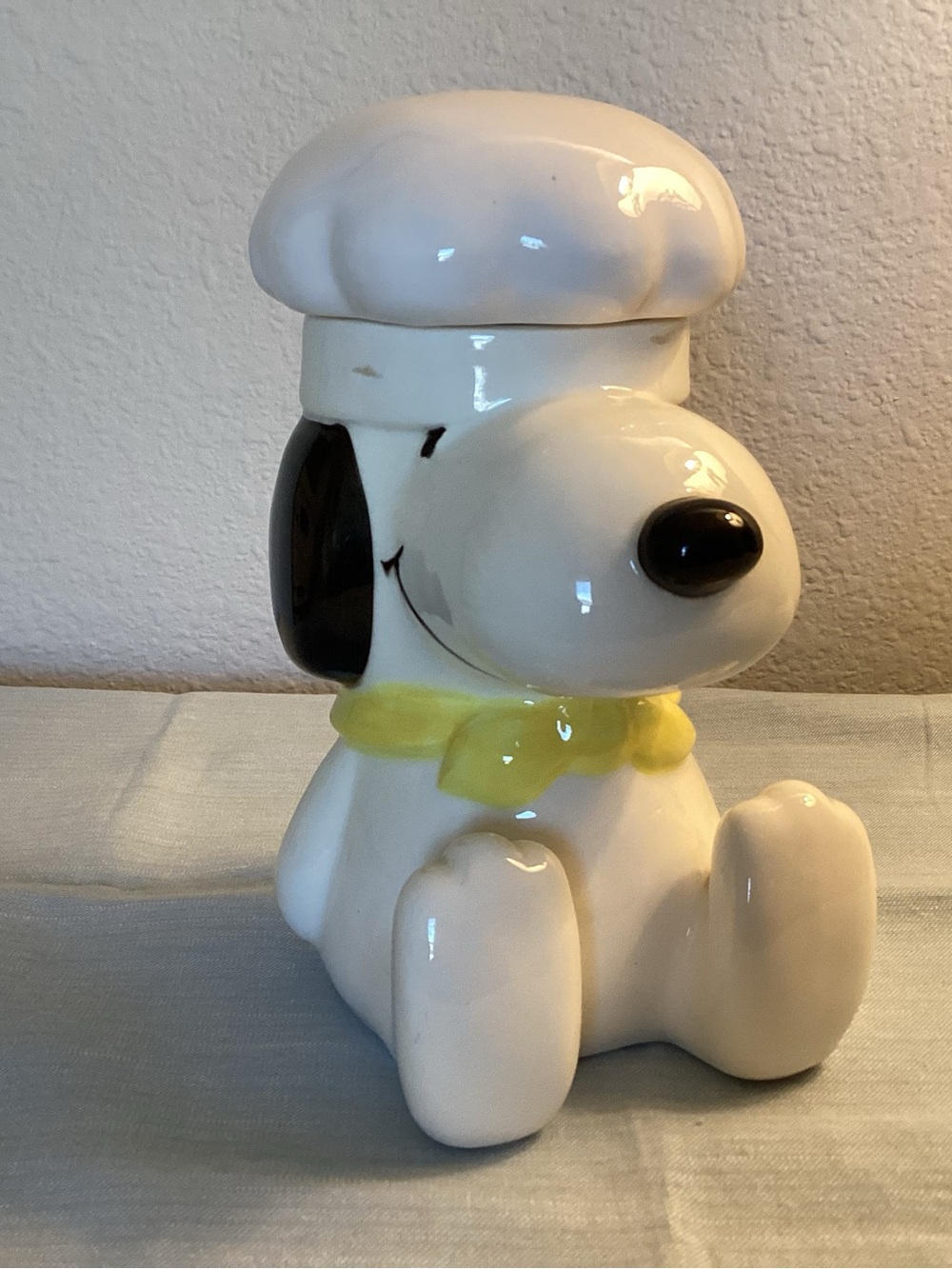Vintage Peanuts Snoopy Chef Cookie Jar UFS 1958 1966 Japan Yellow Scarf 8” Rare